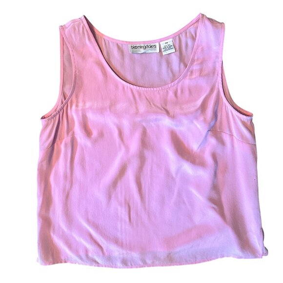 Vintage Bloomingdales 100% Silk Romantic Pastel Pink Shell Sleeveless Blouse PM - Picture 1 of 5
